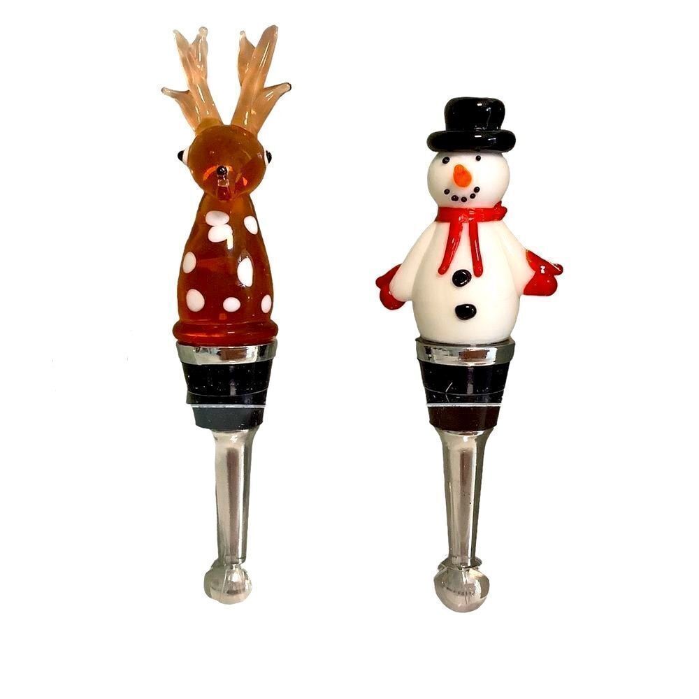 Christmas Wine Bottle Stoppers Glass Holiday